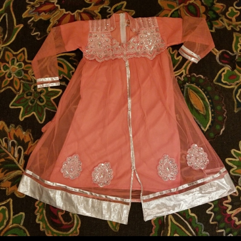 Pink kameez with silver accents 36 inches